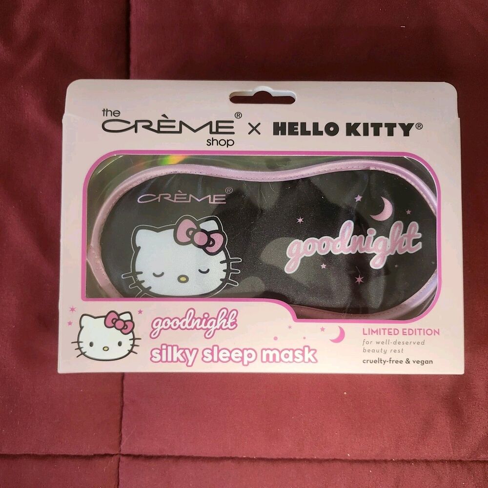 The Crème Shop Hello Kitty Sleep Mask NIB Satin Blackout Limited Pamper Slumber